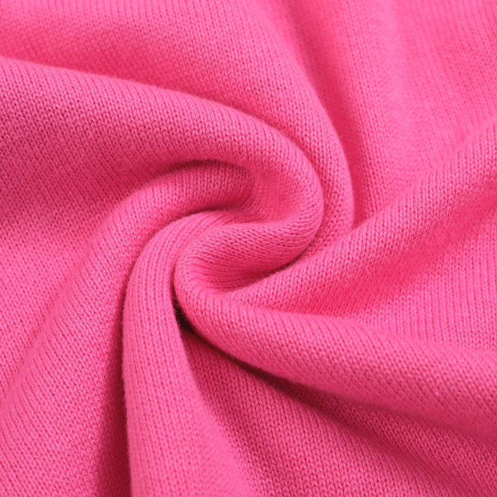 Women’s Pink Strawberry Knit Tee – Retro Colorblock Fruit Top-Cropped Length