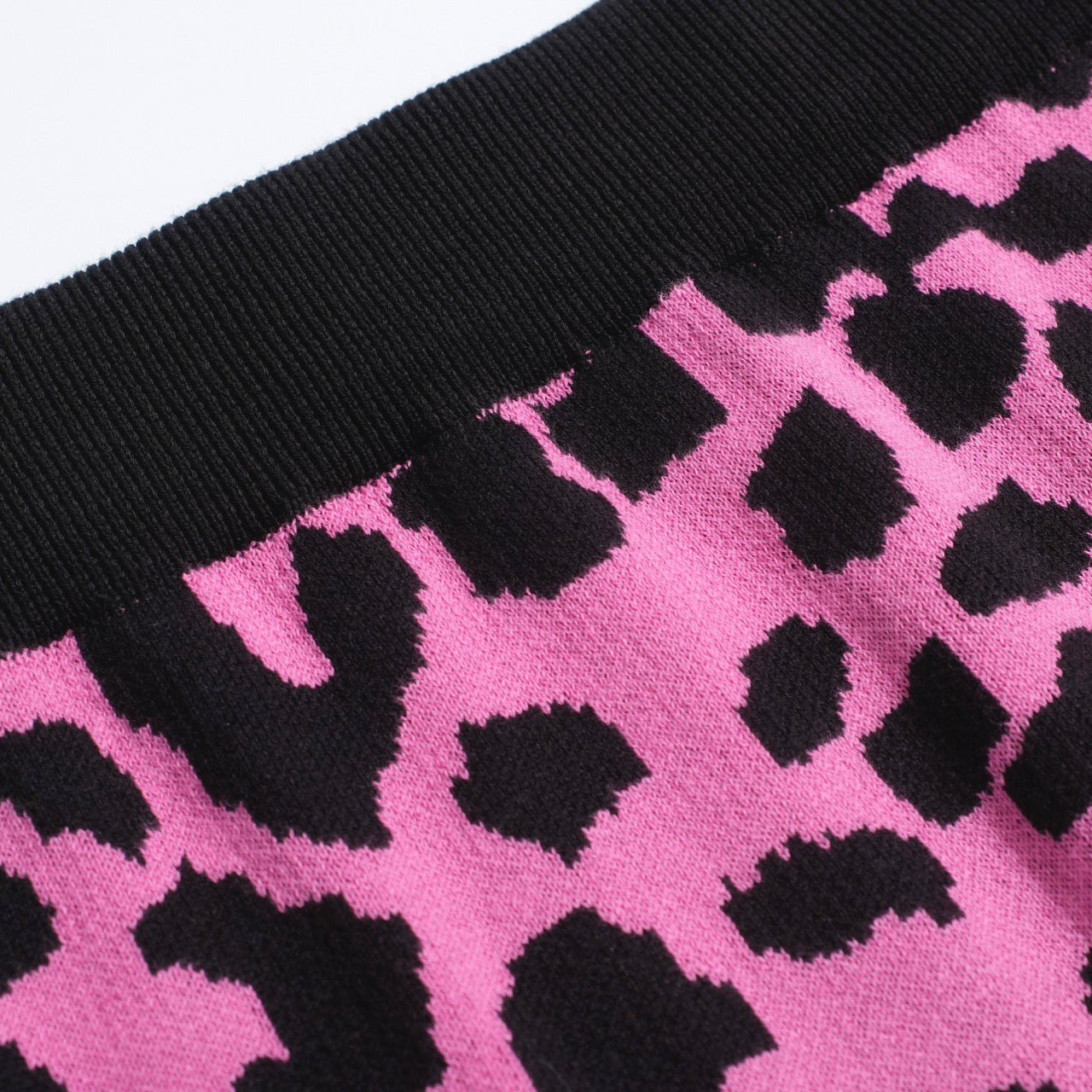 Women's Pink Leopard Print Knit Set – Crop Top & Pencil