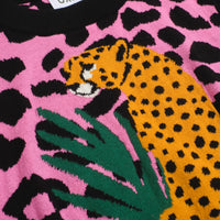 Women’s Pink Leopard Print Knit Set with Leopard and Plant Graphic