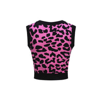 Women’s Pink Leopard Print Knit Set with Leopard and Plant Graphic
