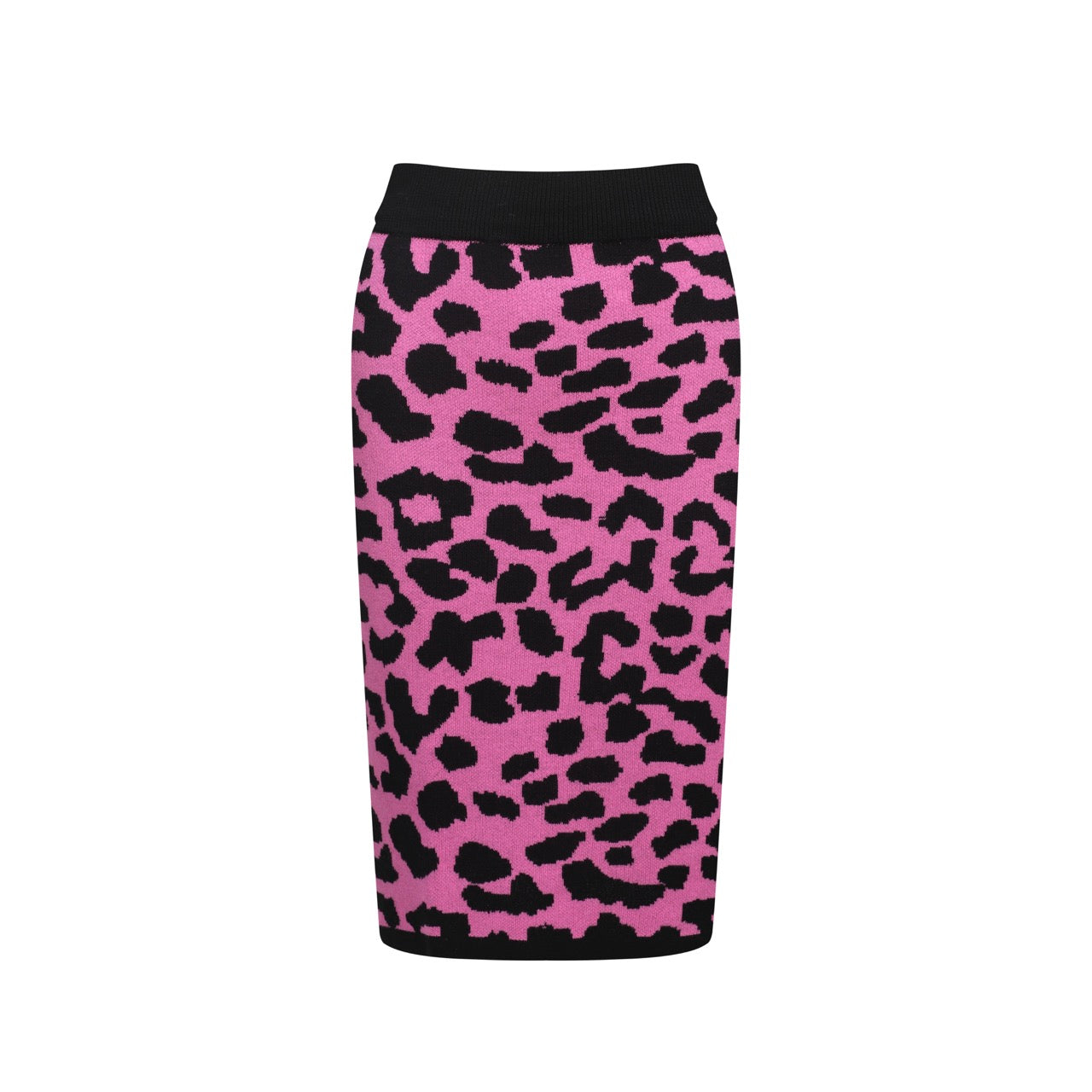 Women's Pink Leopard Print Knit Set – Crop Top & Pencil