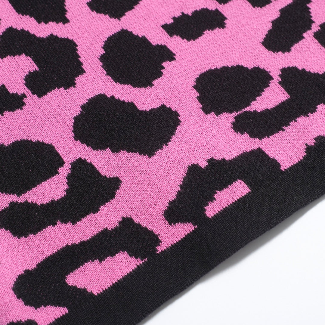 Set de falda Knit Knit Knit Skirt Knit Knit de Women's Rose Red Leopard Knit