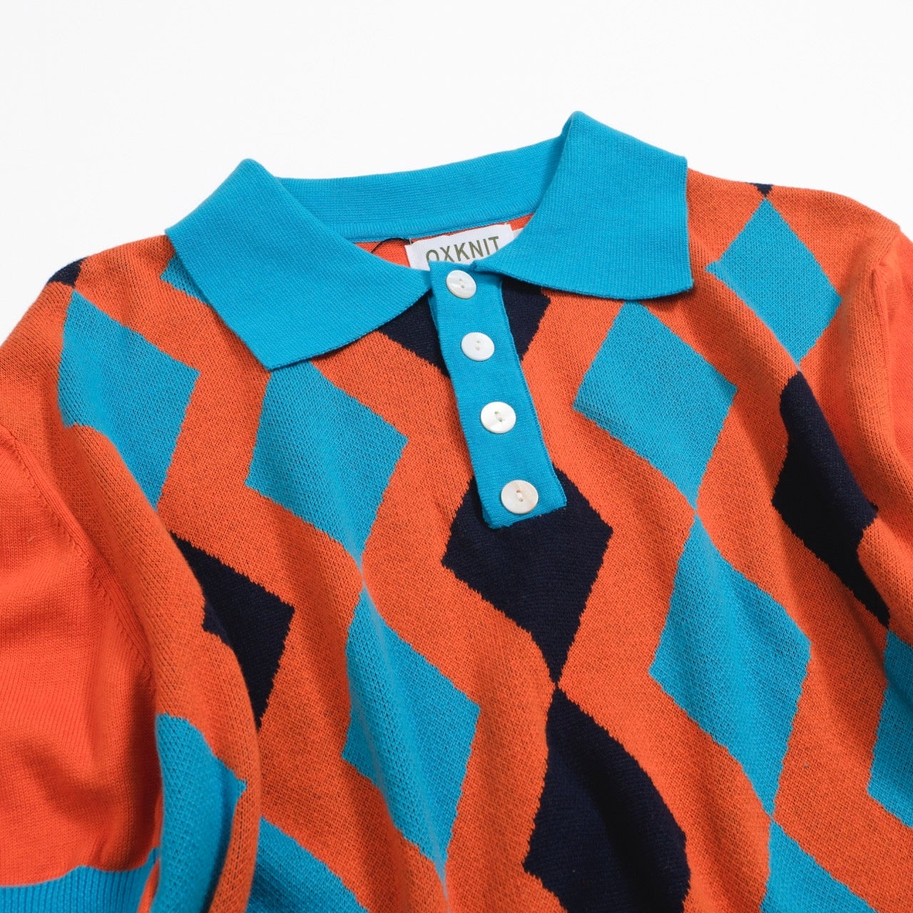 Men's Retro Knit Polo Shirt | Vintage Orange & Blue
