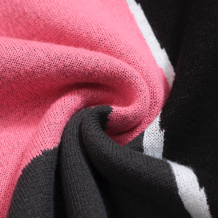 Men’s Retro Knit Shirt – Vintage Pink Button-Up Polo with Bird & Sunset Graphic