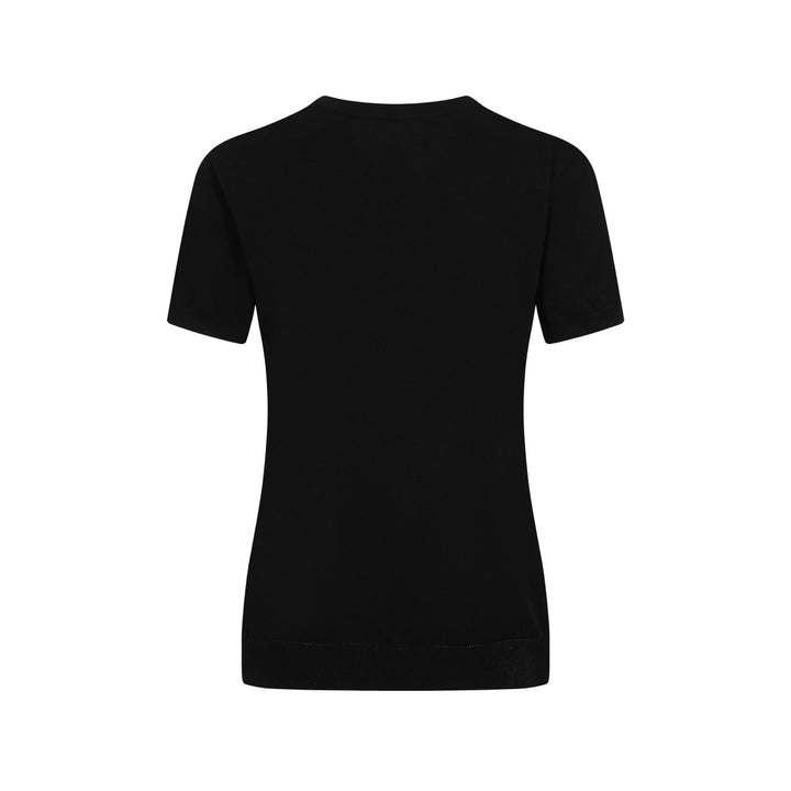 Women's black embroidered V-neck knitwear