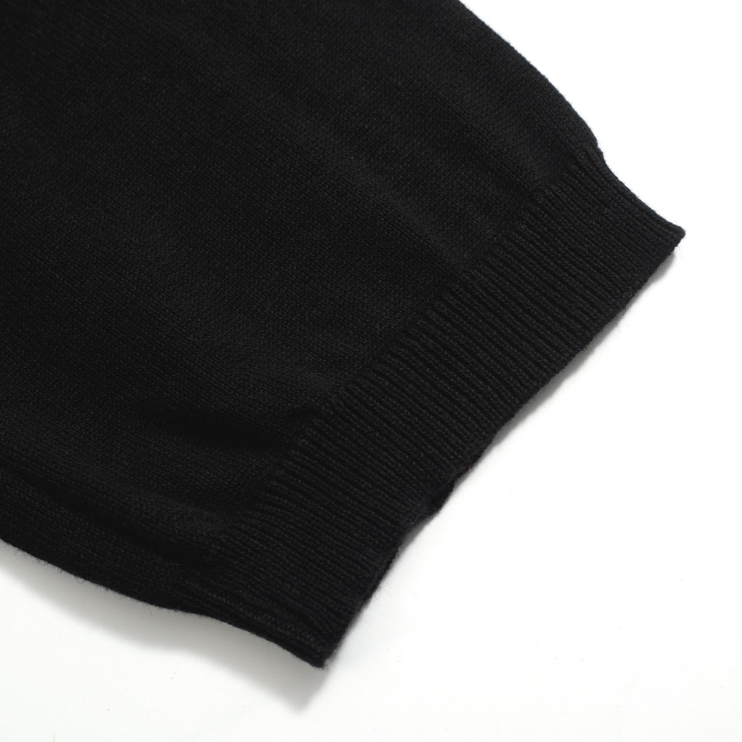 Women's black embroidered V-neck knitwear