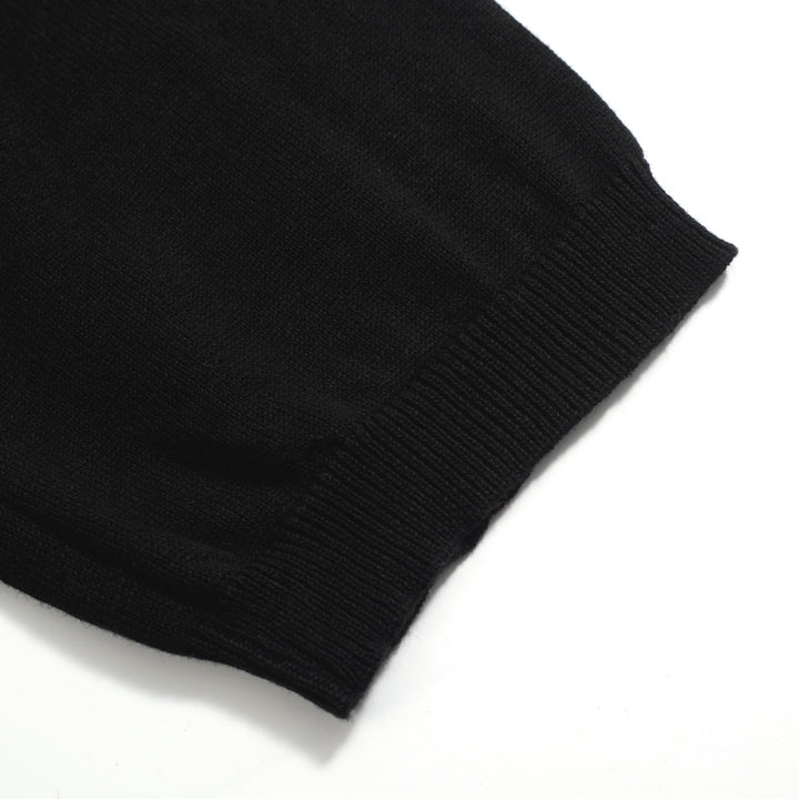 Women's black embroidered V-neck knitwear