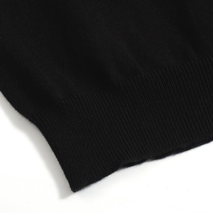 Women's black embroidered V-neck knitwear