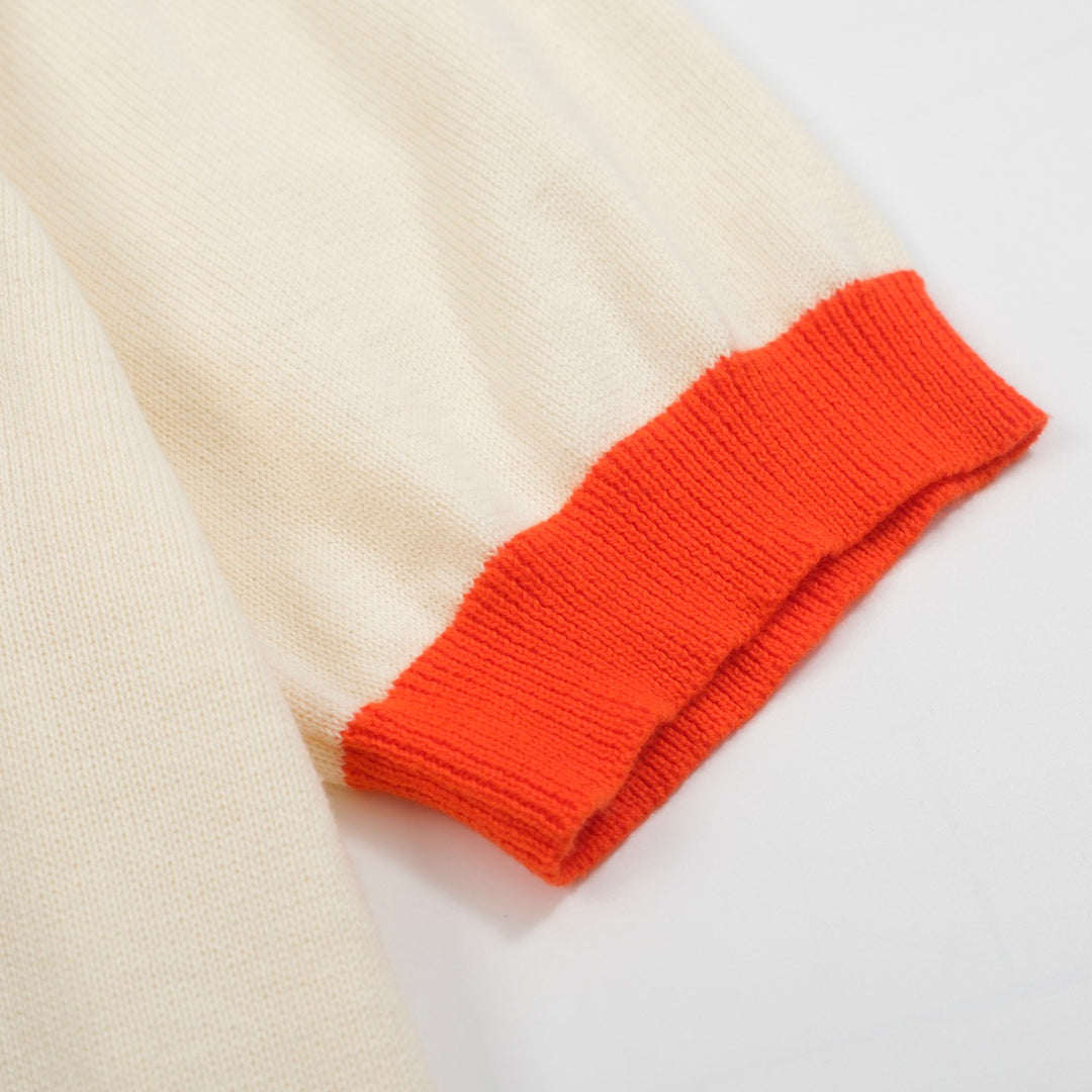 Women's Retro Cat & Daisy Knit Top – Orange