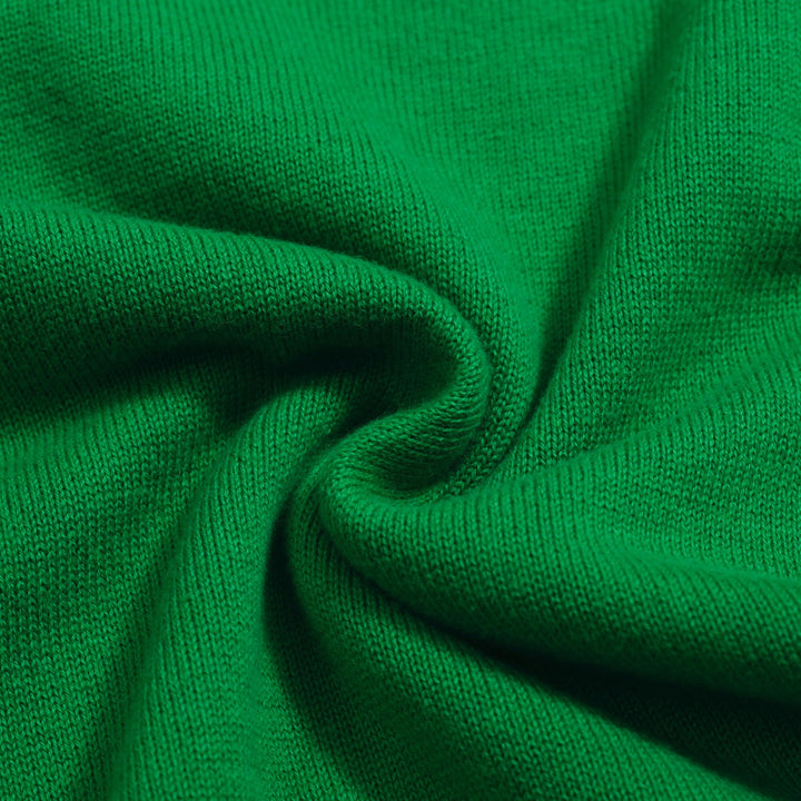 Women's green love more jacquard knitwear-Cropped Length