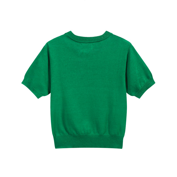 Women's Retro "HOPE" Graphic Knit Top – Vibrant Green-Cropped Length