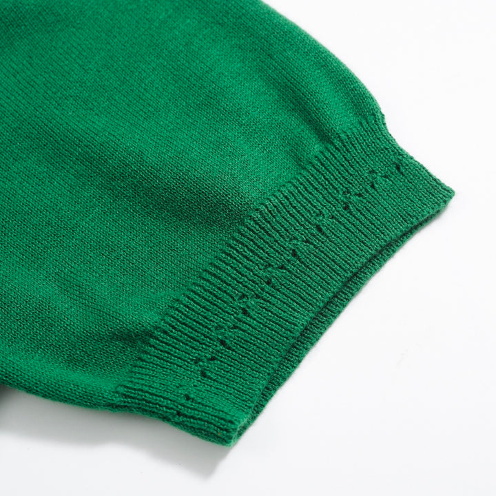 Women's Retro "HOPE" Graphic Knit Top – Vibrant Green-Cropped Length