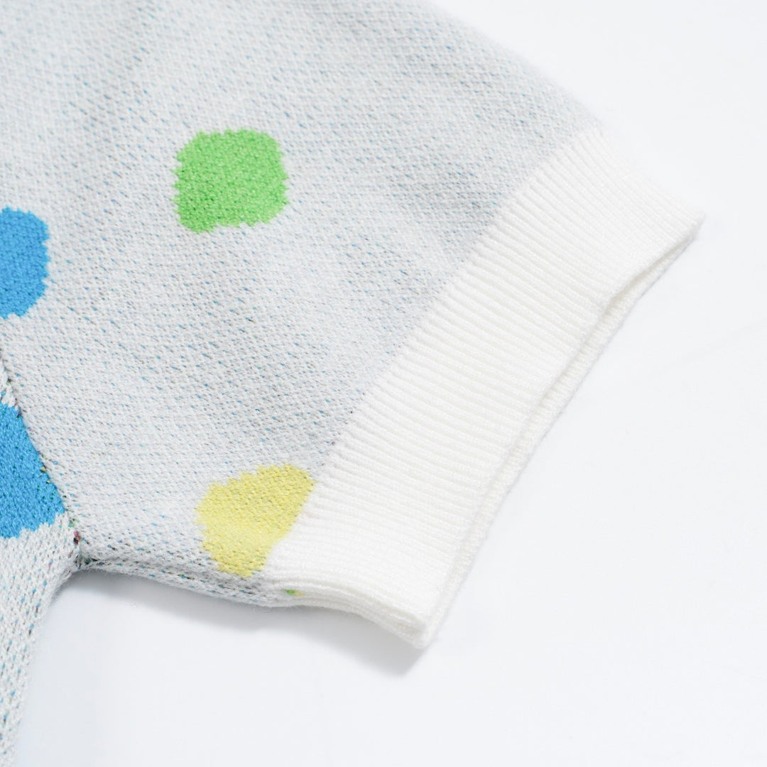 Women's white polka-dot cat knitwear