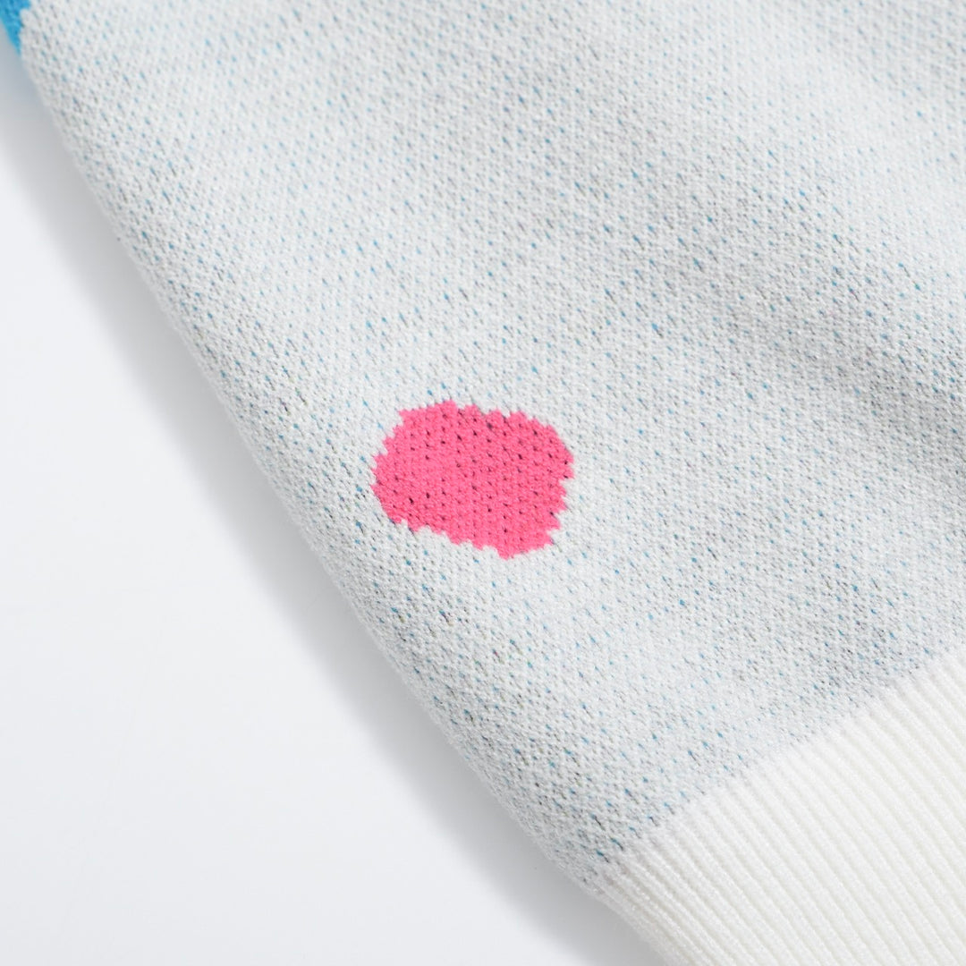 Women's white polka-dot cat knitwear