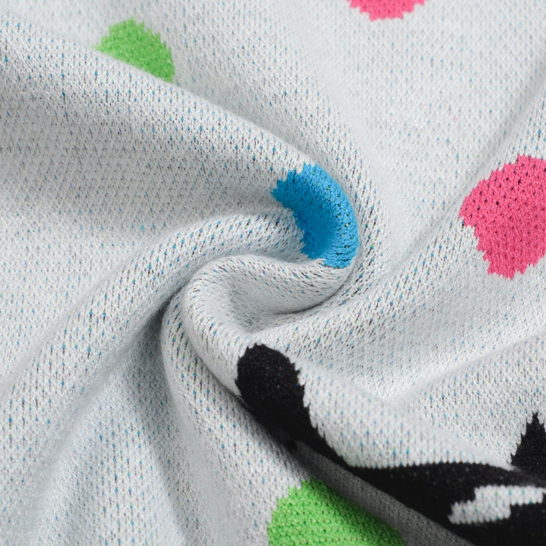 Women's white polka-dot cat knitwear