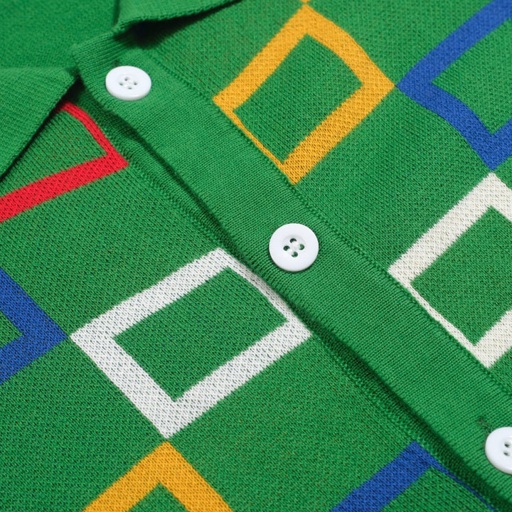Men's green vintage period jacquard cardigan
