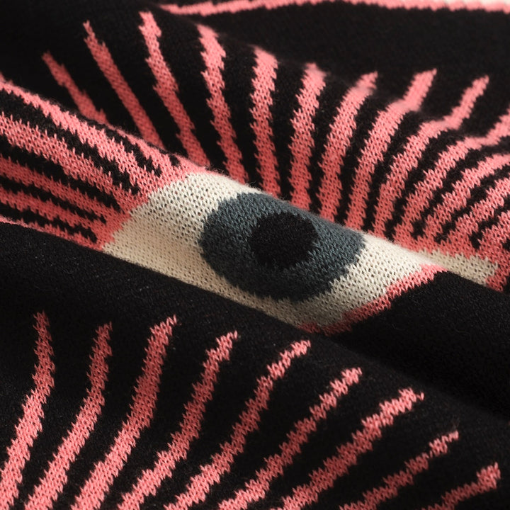 Men's Psychedelic Eye Knit Shirt – Black Button-Up with All-Seeing Graphic Print - designed by Carrie Cantwell
