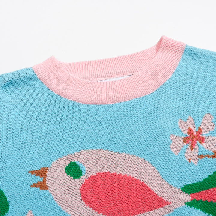 Women's blue Art Birdie jacquard knitwear - designed by Carrie Cantwell