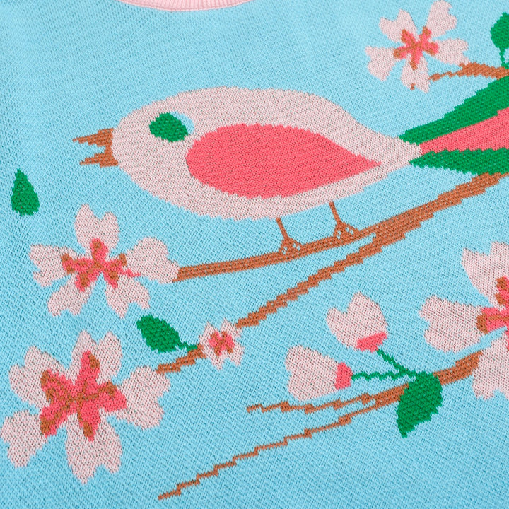 Women's blue Art Birdie jacquard knitwear - designed by Carrie Cantwell