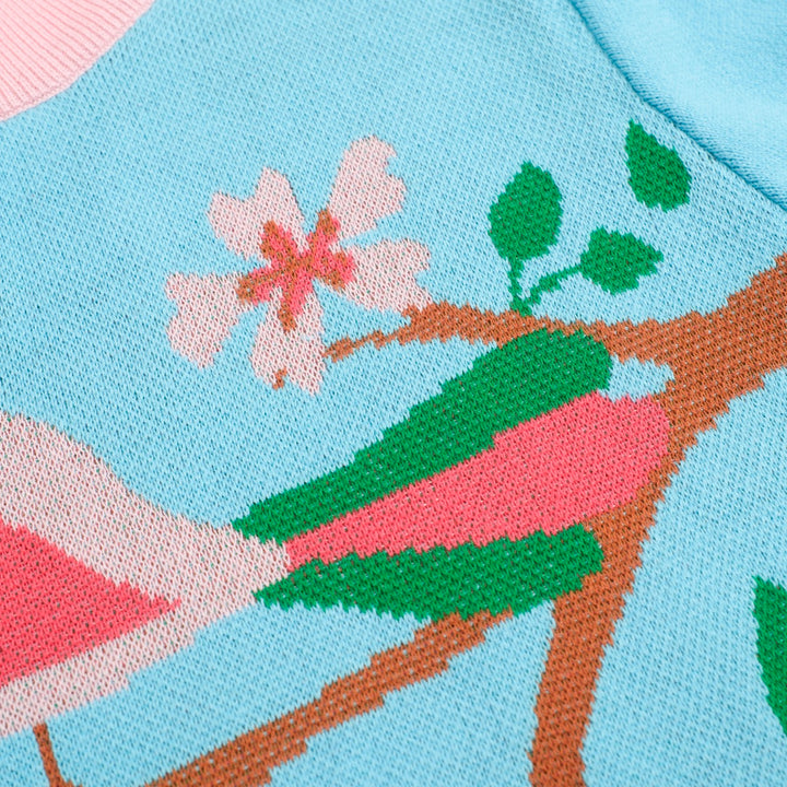 Women's blue Art Birdie jacquard knitwear - designed by Carrie Cantwell