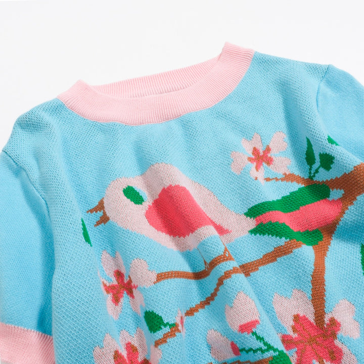Women's blue Art Birdie jacquard knitwear - designed by Carrie Cantwell