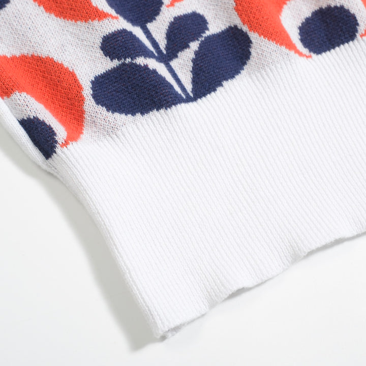 Women's blue vintage jacquard shoulder knitwear