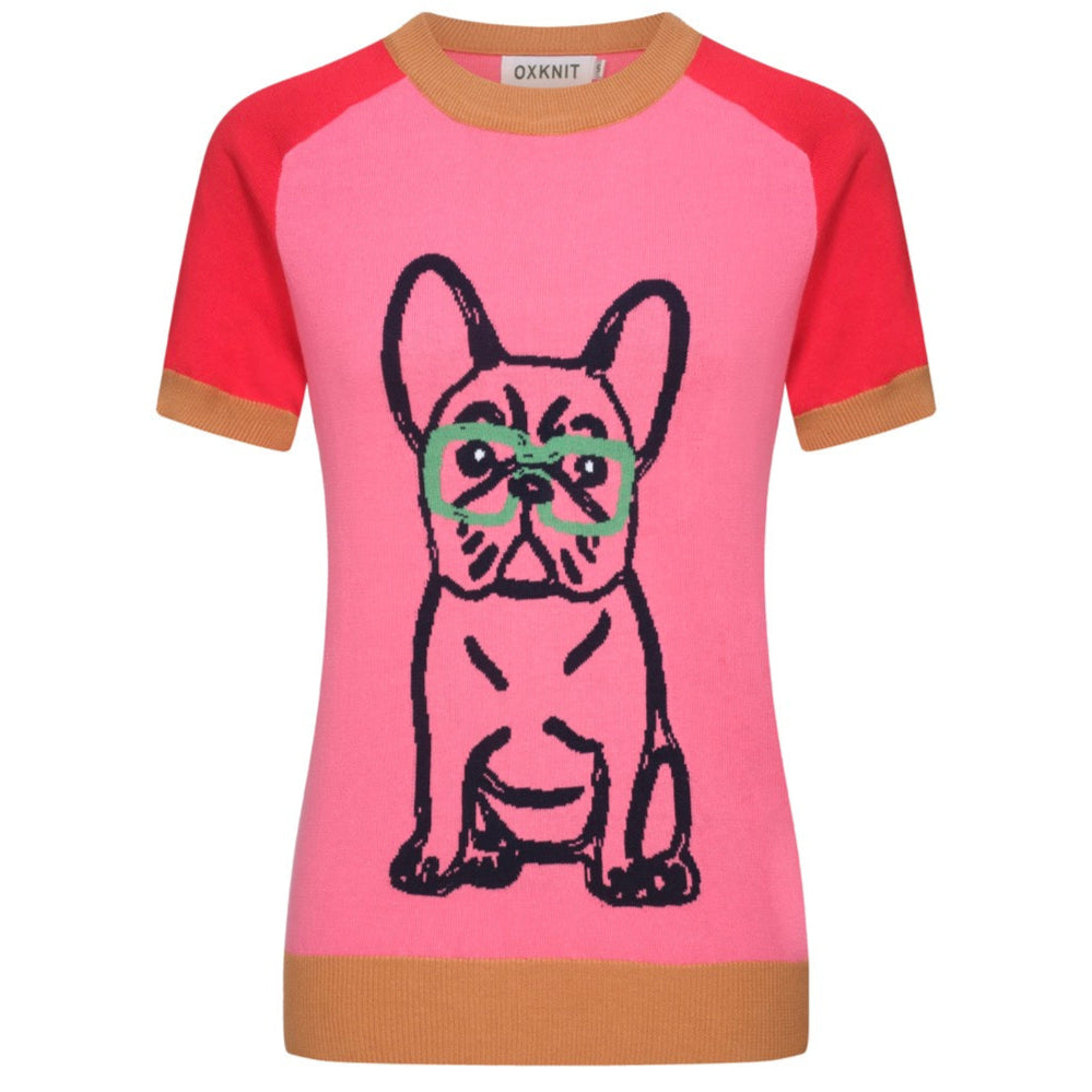 Women's rose dog jacquard shoulder knitwear