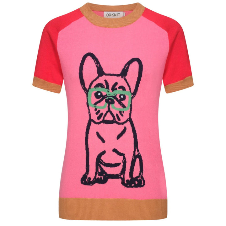 Women's rose dog jacquard shoulder knitwear