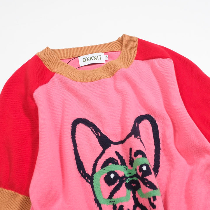 Women's rose dog jacquard shoulder knitwear