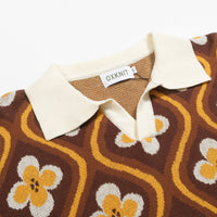 Men's jacquard 60s jacquard knit V-neck polo
