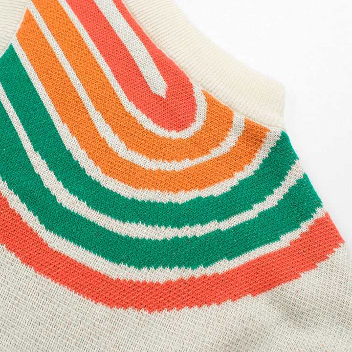 Women’s Retro Rainbow Print Knit Set with Crop Top and Pencil Skirt