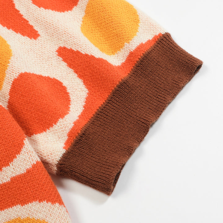 Men's brown 60s jacquard vintage knit cardigan