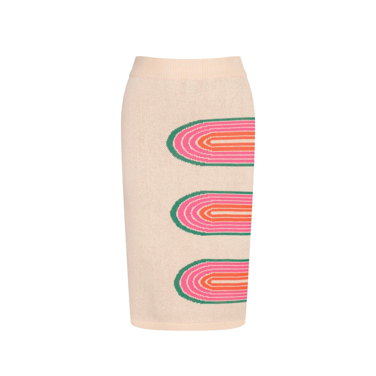 新品未使用randeboo Classic cropped knit Women's Retro Rainbow Stripe Knit Set – Crop Top & Pencil