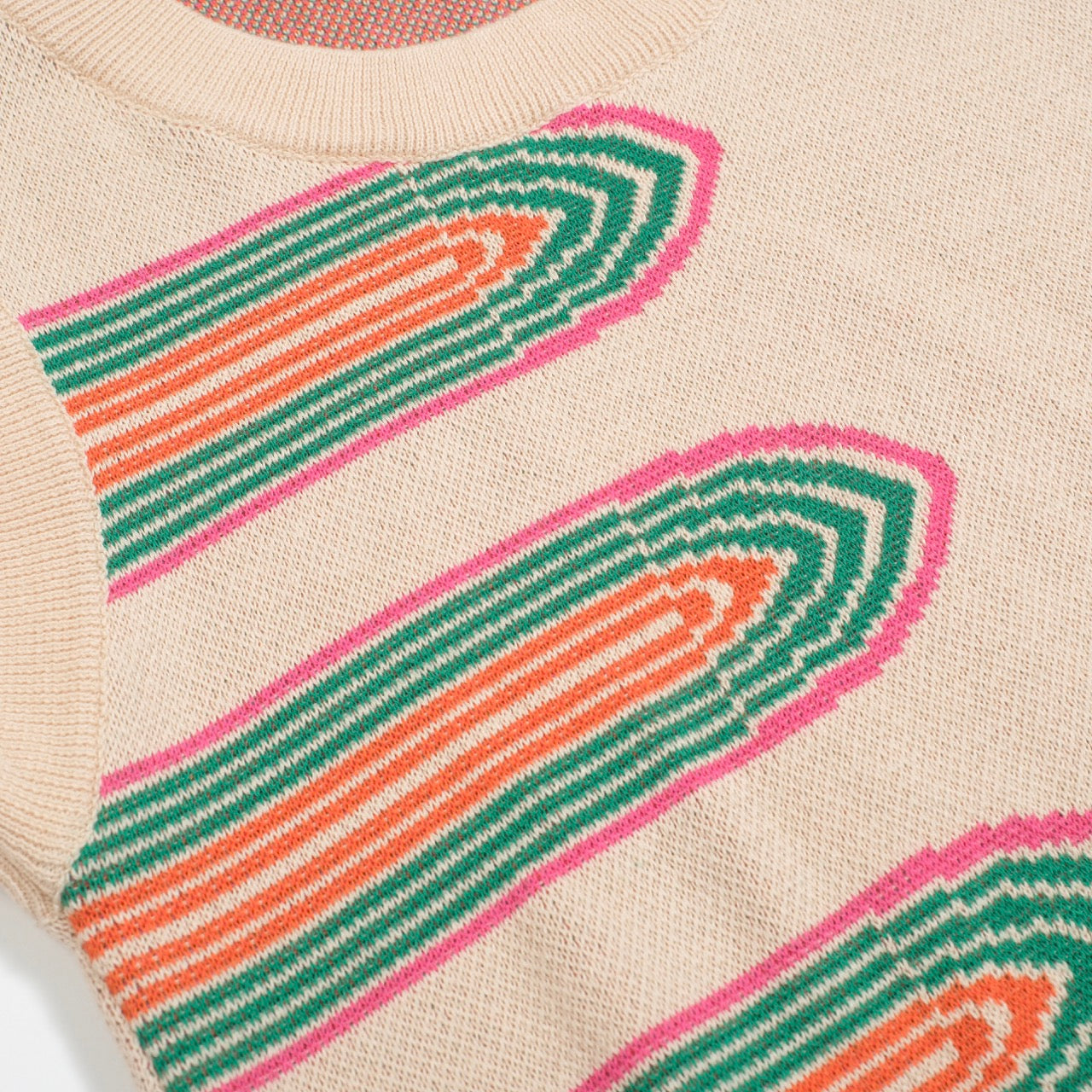 Women's Retro Rainbow Stripe Knit Set – Crop Top & Pencil