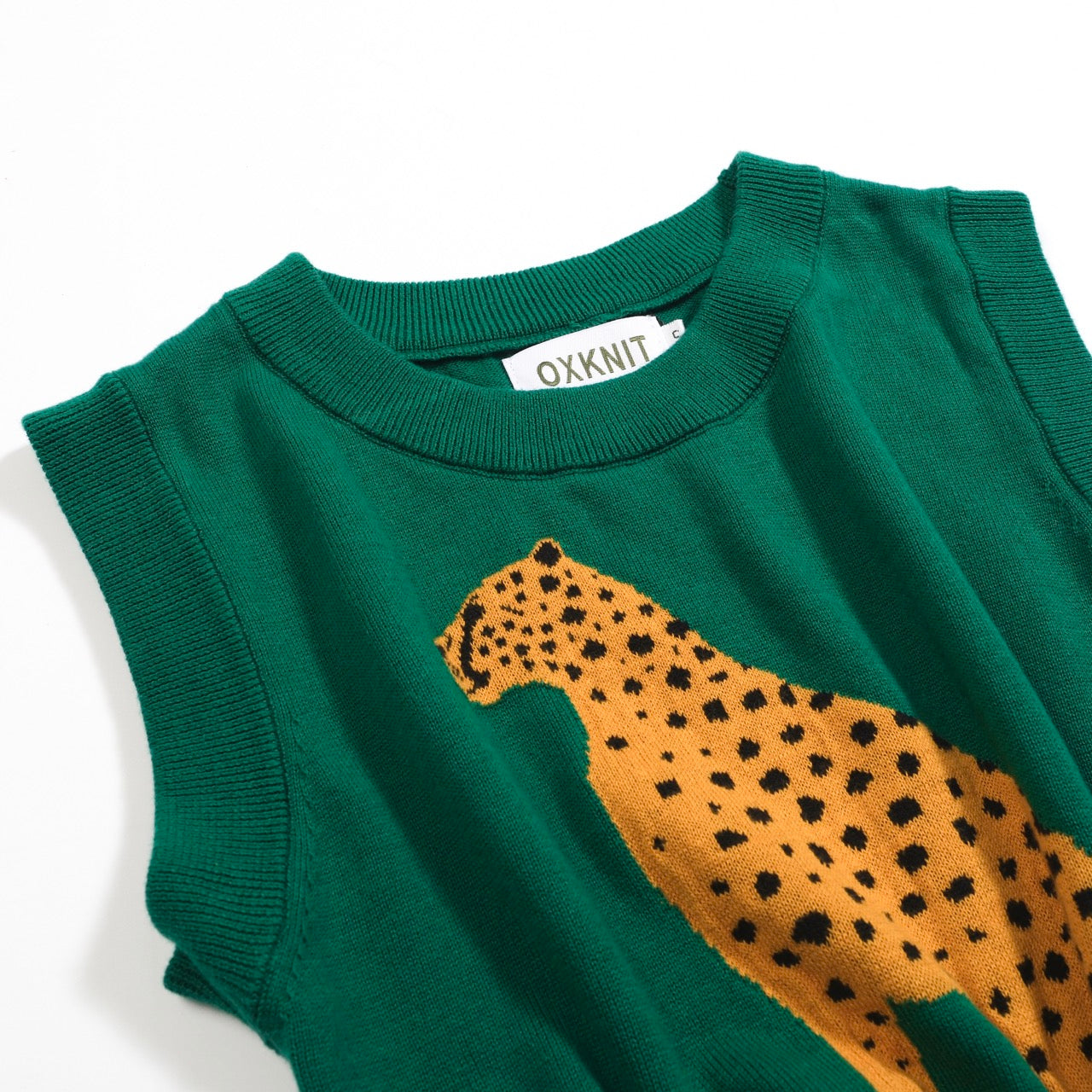 Women's Green Leopard Print Knit Set with Cheetah Graphic
