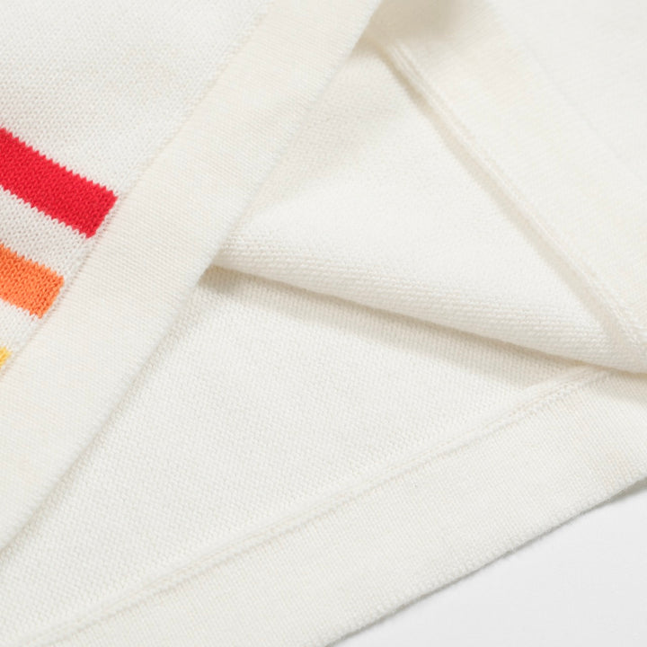 Dames retro witte regenboogstreep gebreide set met zonafbeelding