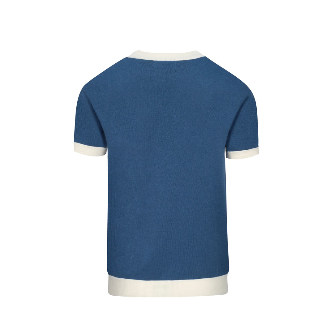 Men's blue cat knit T-shirt- Designed by Lim Heng Swee