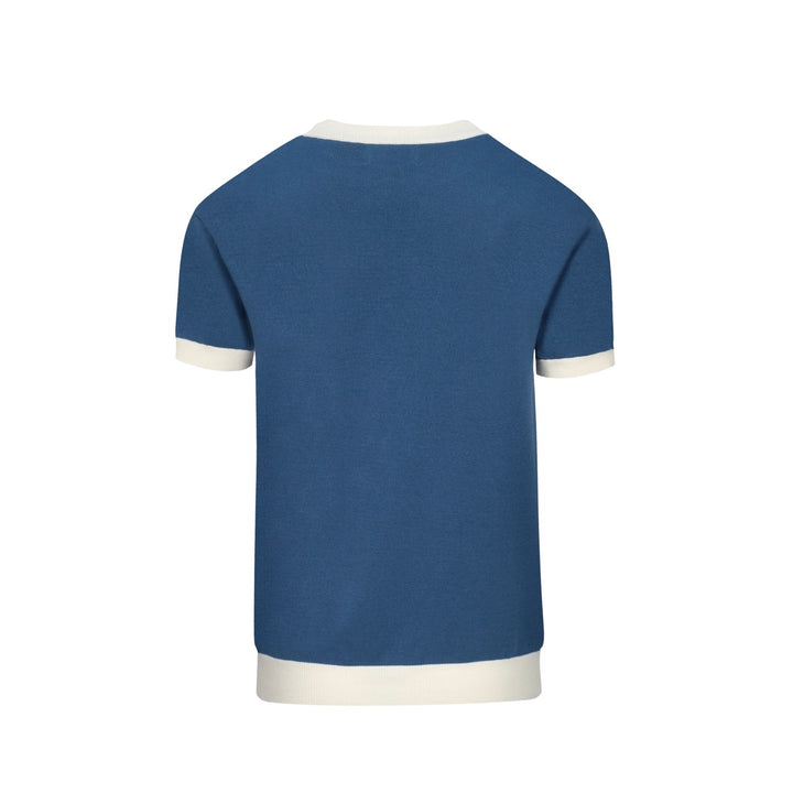 Men's blue cat knit T-shirt- Designed by Lim Heng Swee