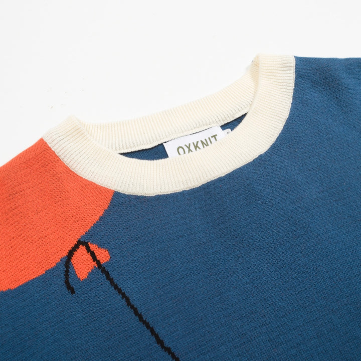 Men's blue cat knit T-shirt- Designed by Lim Heng Swee
