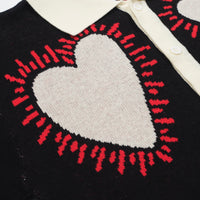 Men's black heart-shaped jacquard knitted cardigan