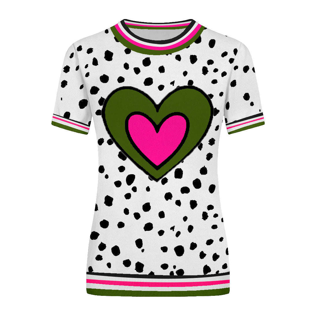 OXKNIT Damen Langarm T-Shirt Vintage - Baumwolle Jacquard Strick Wellenmuster