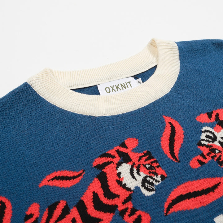 Men's Blue Animal jacquard knit T-shirt - Designed by Jessica Molina