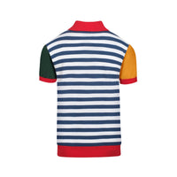 Men's multi-colored striped pocket knitted polo