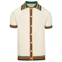 Men's multi-colored striped vintage jacquard cardigan