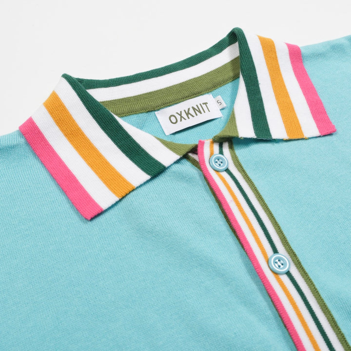 Men's sky blue striped collage cardigan