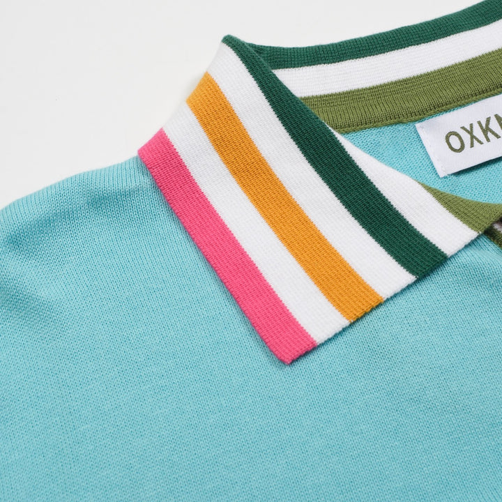 Men's sky blue striped collage cardigan