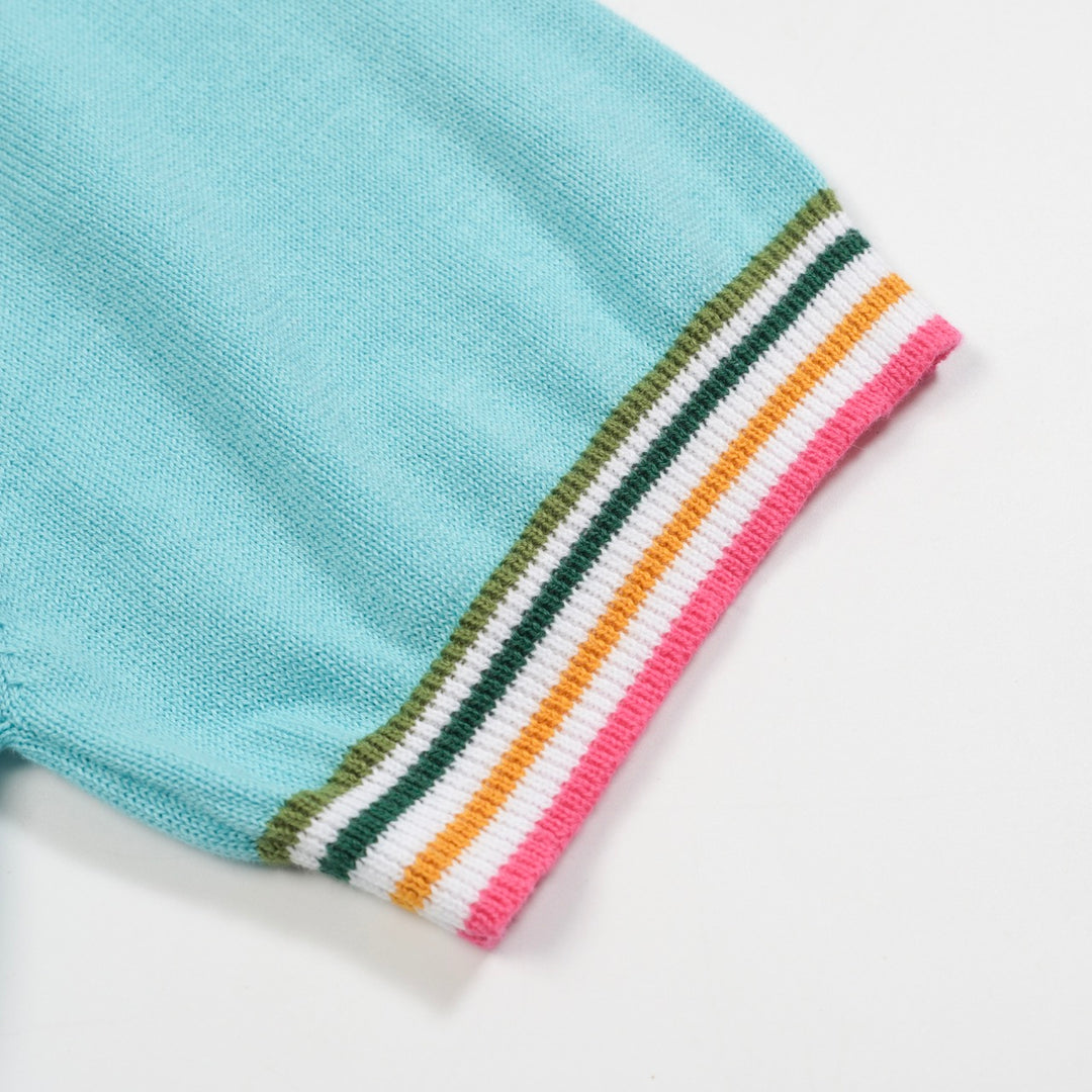 Men's sky blue striped collage cardigan