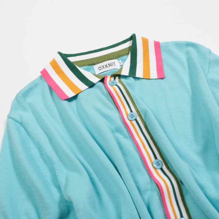 Men's sky blue striped collage cardigan