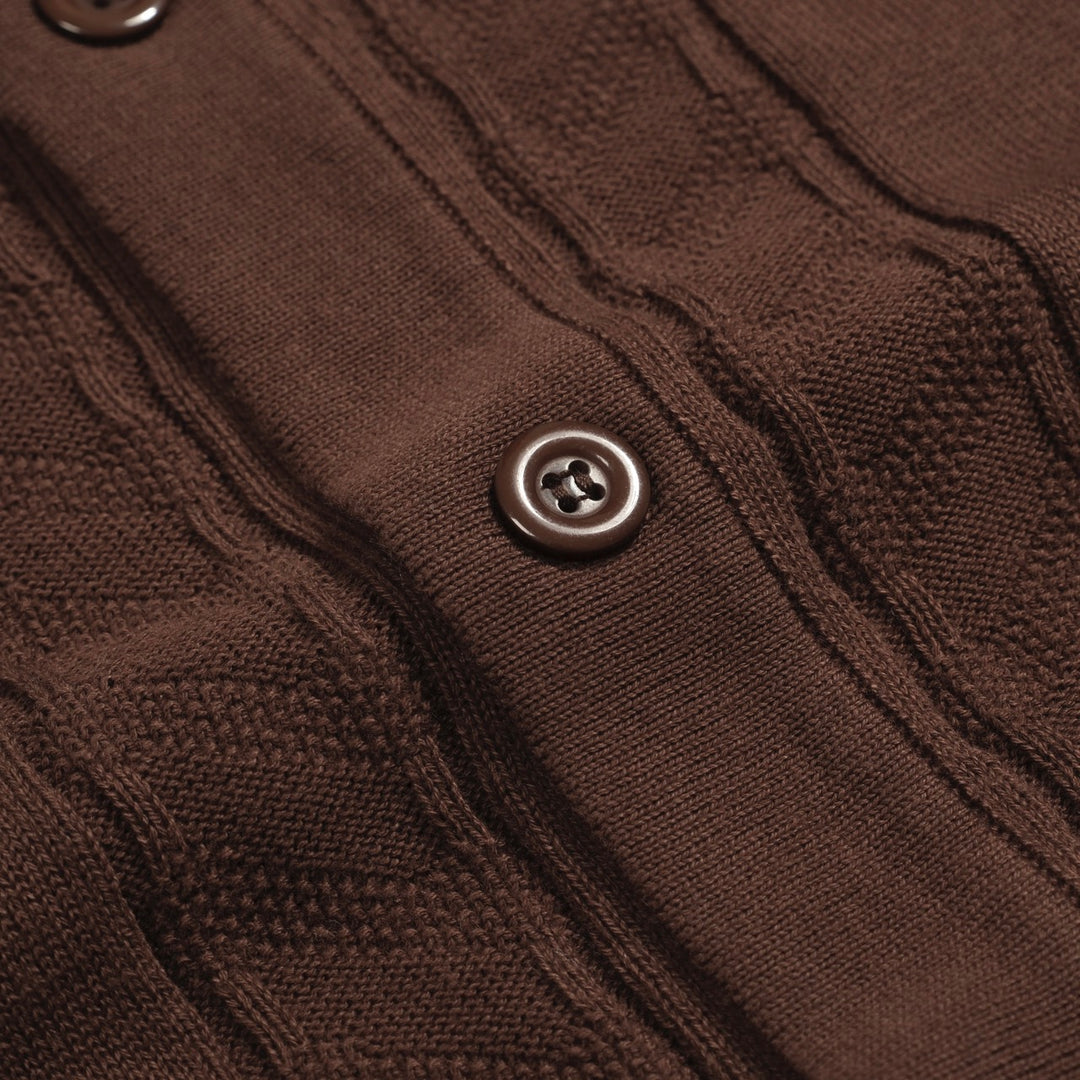 Cardigan tricot texturé brun pour hommes