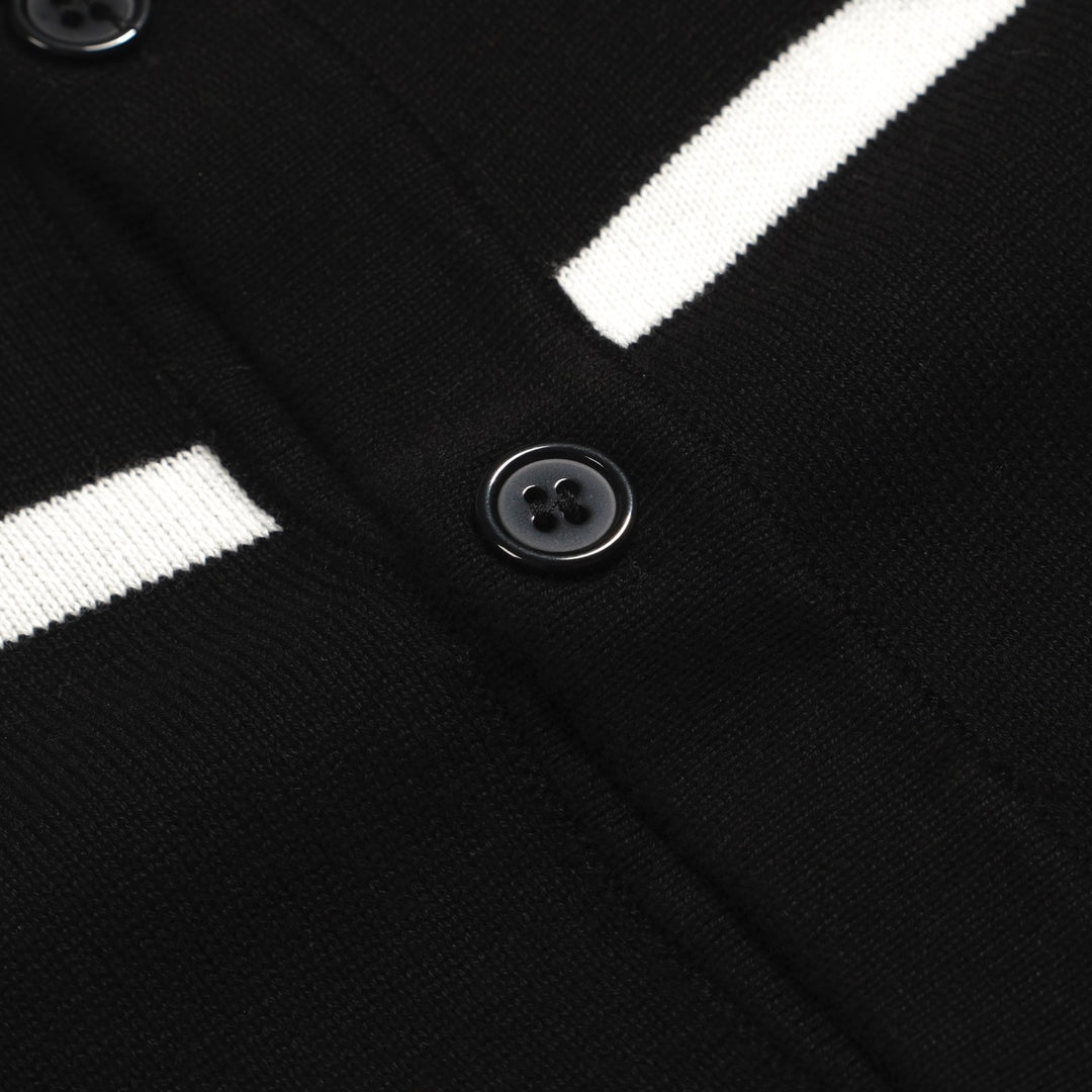 Cardigan à rayures en noir et blanc pour hommes